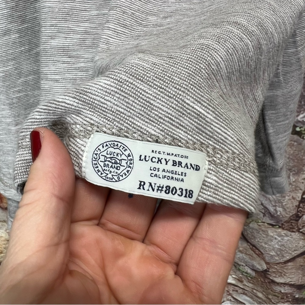 LUCKY BRAND Taupe Long Sleeve Henley, L - Picture 8 of 11
